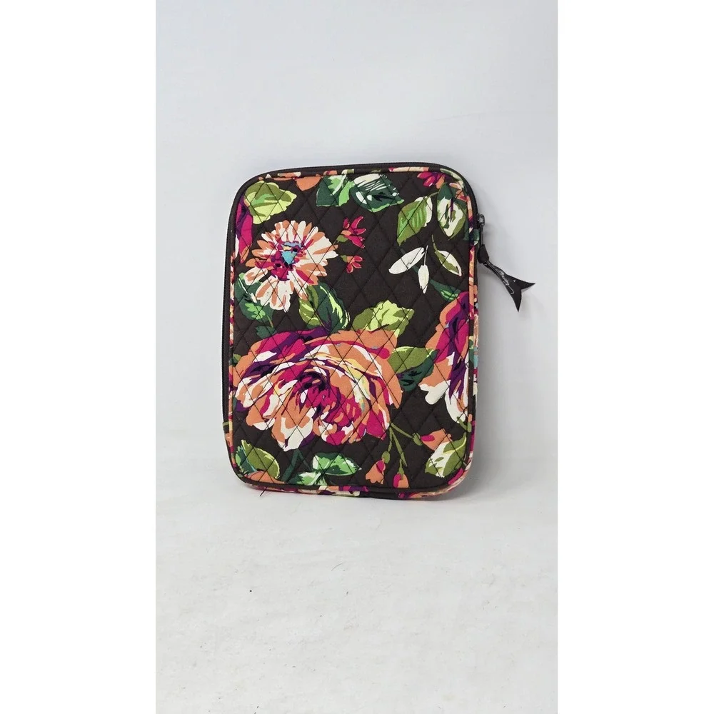 Vera Bradley Provencal Quilted Floral Tablet Sleeve Case Padded Zip Bag Brown